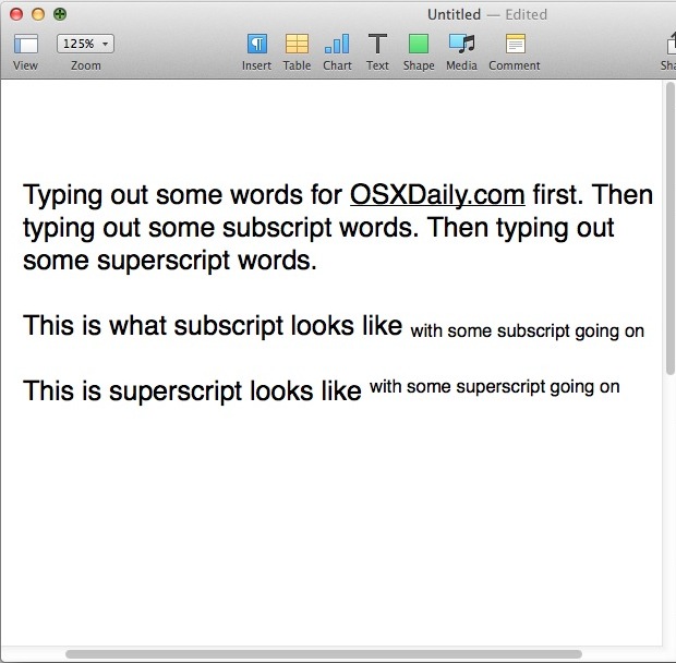 superscript shortcut in word for mac
